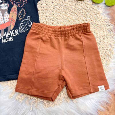 Conj. Camiseta Wake Up Summer e Bermuda - Preto e Ferrugem